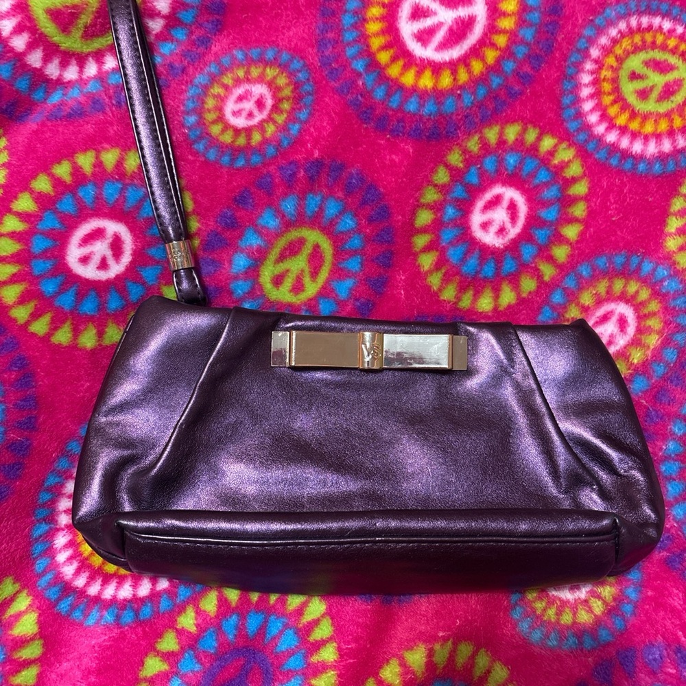 Purple Metallic Clutch with Gold Accent